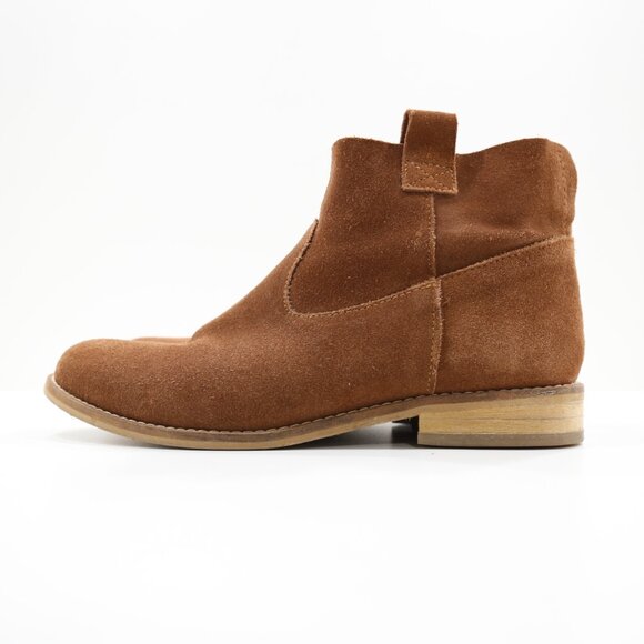 Diba True Plane To See Brown Suede Leather Flat Ankle Boots - Women's 7.5 - Picture 1 of 7